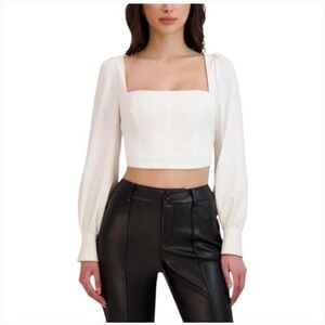 BCBGeneration Long Puff Sleeve Square Neck Top